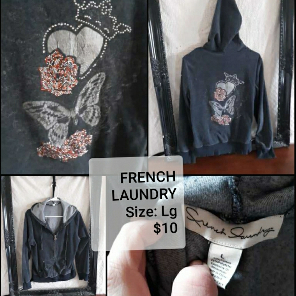 French Laundry Velvet Zipup Sweater Size Large